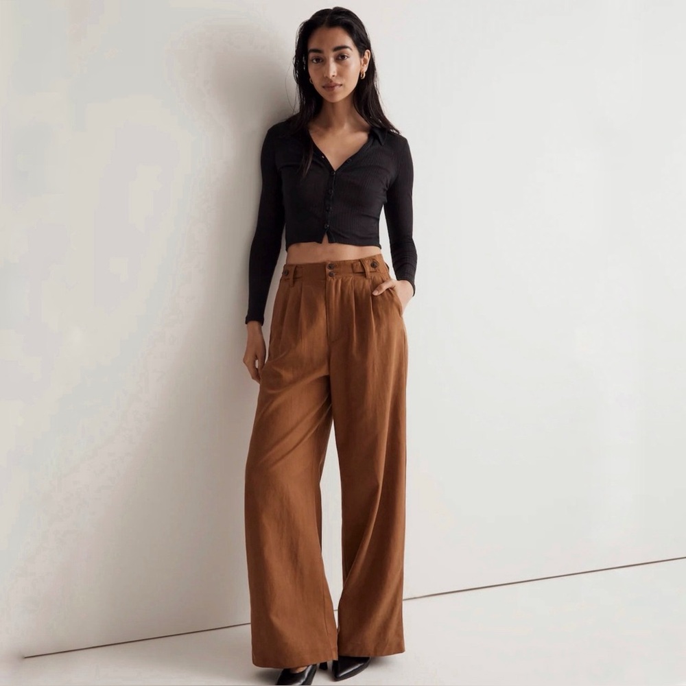 MADEWELL SPICED OLIVE THE HARLOW WIDE LEG CARGO PANTS SHORT INSEAM SZ 4